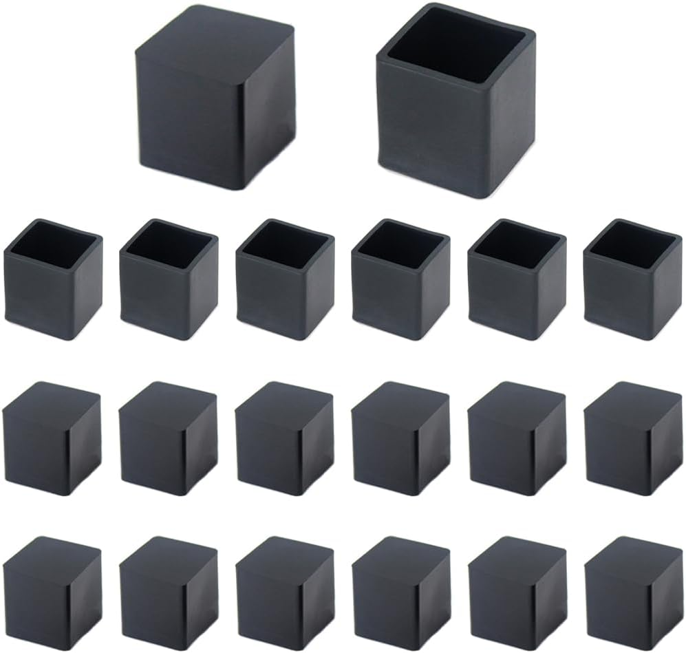 20Pcs 3/4 Inch (19Mm) Square Rubber Chair Leg Tips Caps, Chair Table Leg Covers Floor Protectors, Chair Leg End Caps for Furniture, Chair, Table image number 3