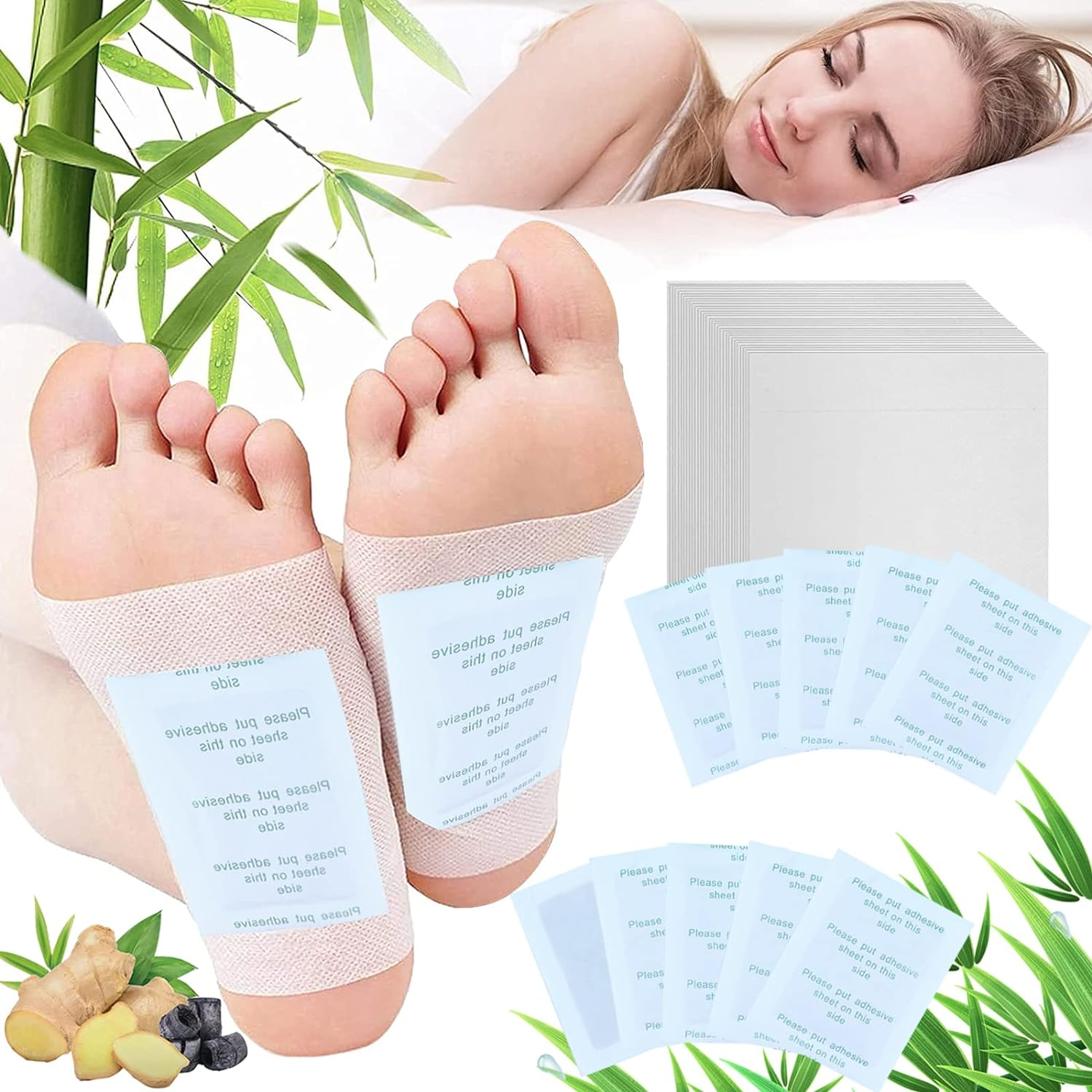 Bandoo Detox Foot Pads to Remove Toxins, 100 Foot Pads & 100 Adhesive Sheets, Deep Cleansing Foot Patches with Natural Bamboo Vinegar, Improve Sleep Quality Enhance Blood Circulation Feet Body Care image number 1