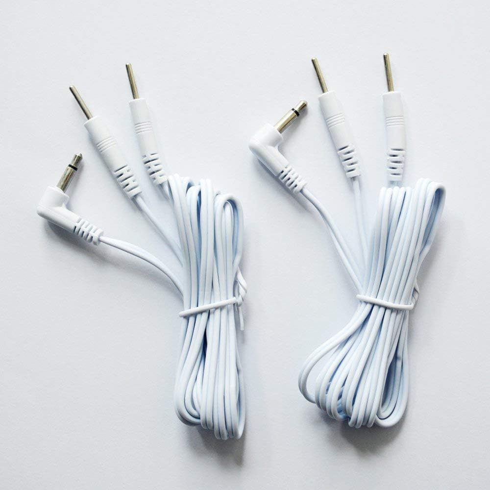 1 Pair 120CM Tens Electrode Lead Wires Jack 3.5Mm Plug 2.0Mm Pin Connection White image number 3