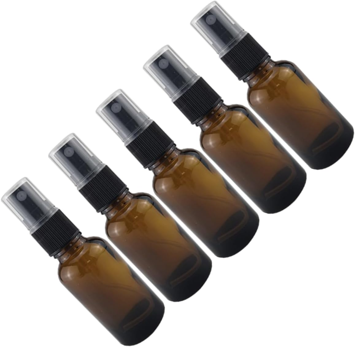 PHENOFICE 5Pcs 30Ml Brown Glass Lotion Emulsion Bottles with Black Press Pump Refillable Subpackaging Containers for Travel and Bathroom Use image number 2