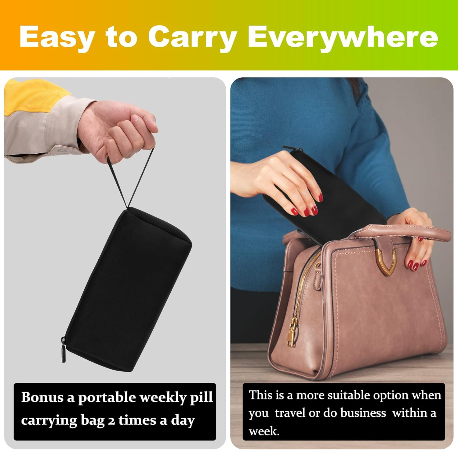 Yewltvep Monthly Pill Organizer 2 Times a Day, Month Pill Box Organizer with 32 Daily Compartments, 30 Days Pill Holder with Hard Shell Travel Case image number 1