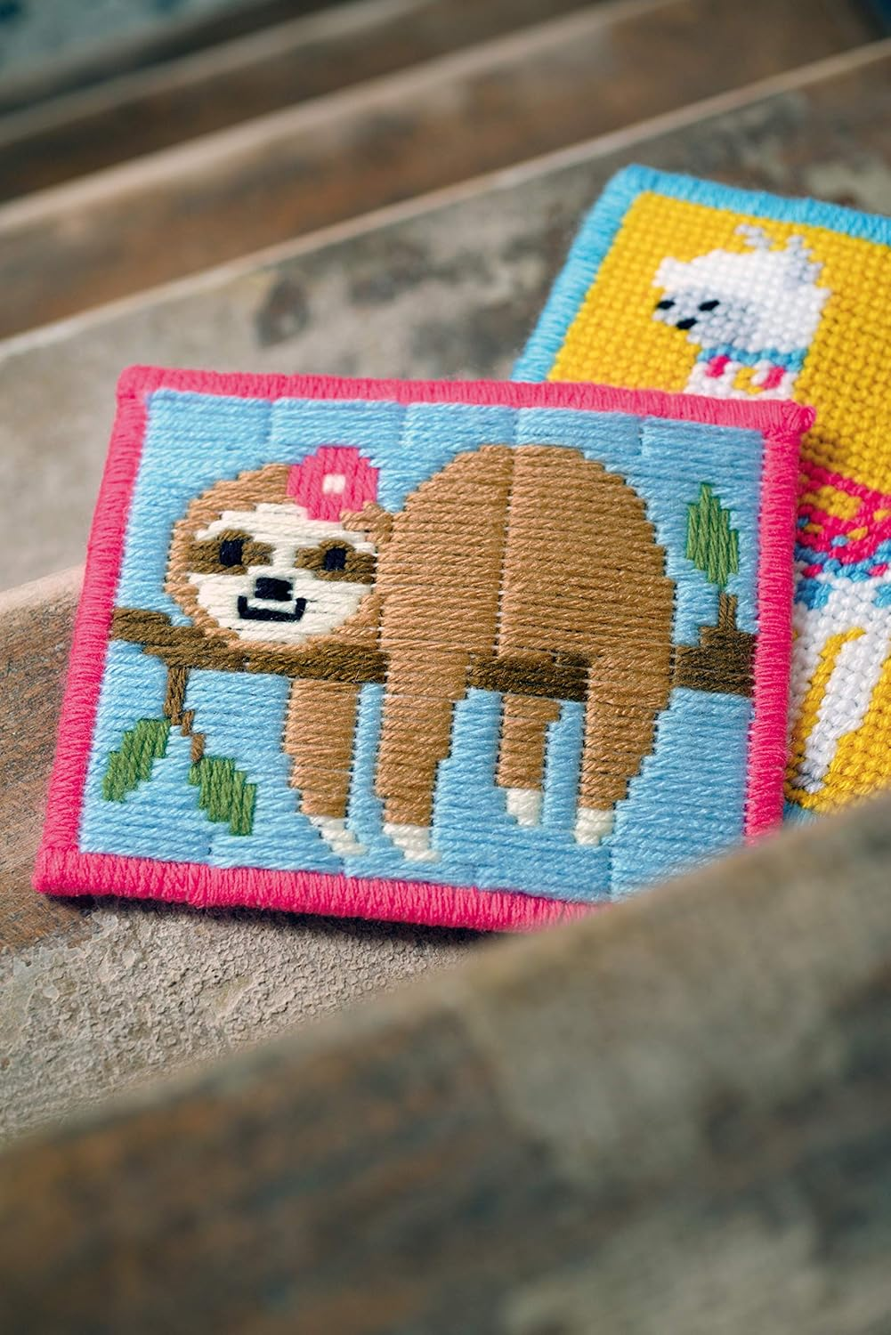Vervaco PN-0178725 Cute Sloth Stretch Stitch Embroidery Kit, Cotton, Multi-Colour, Approx. 16 X 12.5 Cm / 6.4 X 5 Inches image number 1
