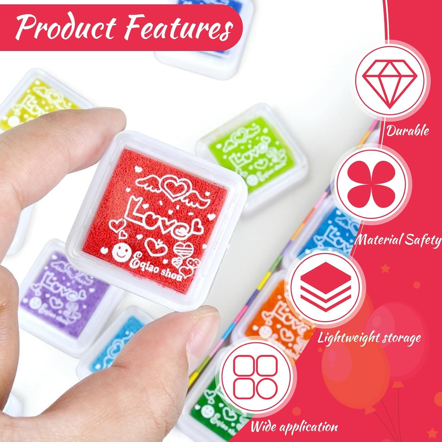 Craft Ink Pad, 24 Colors Finger Stamp Pads, Washable Craft Stamp Pads for Paper, Craft, Wood Fabric, Scrapbooking, Card Making, Kids image number 1