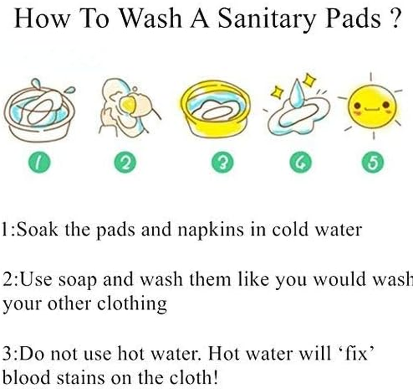 Reusable Menstrual Pads (7 in 1, 10In*7In), Cloth Pads for Heavy Flow with Wet Bag, Large Sanitary Pads Set with Wings for Women, Washable Overnight Cloth Panty Pad Liners Period image number 1