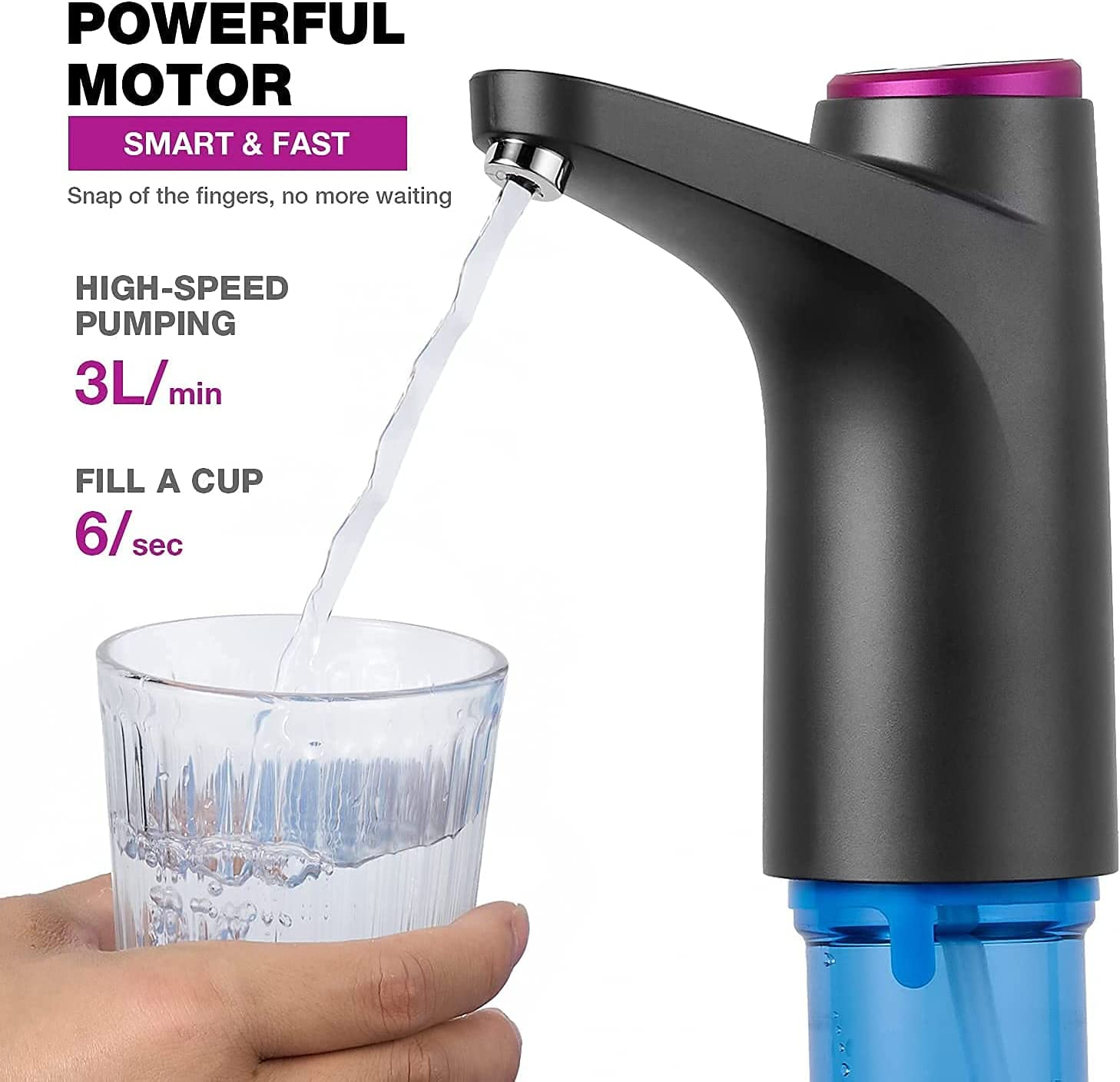 Water Pump Dispenser,Electric Water Bottle Pump Water Dispenser Jug Drinking Water Pump for Home Kitchen Office Camping Outdoors Fit for 3-5 Gallon Water Bottle image number 3