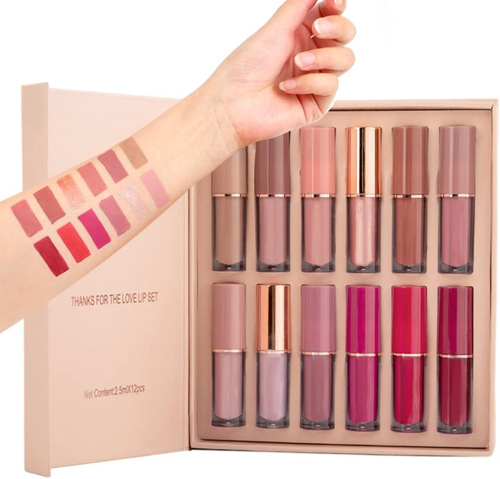 Matte Liquid Lipstick Set Waterproof Long Lasting Non-Stick Cup Lipstick Makeup Set 12PCS image number 1