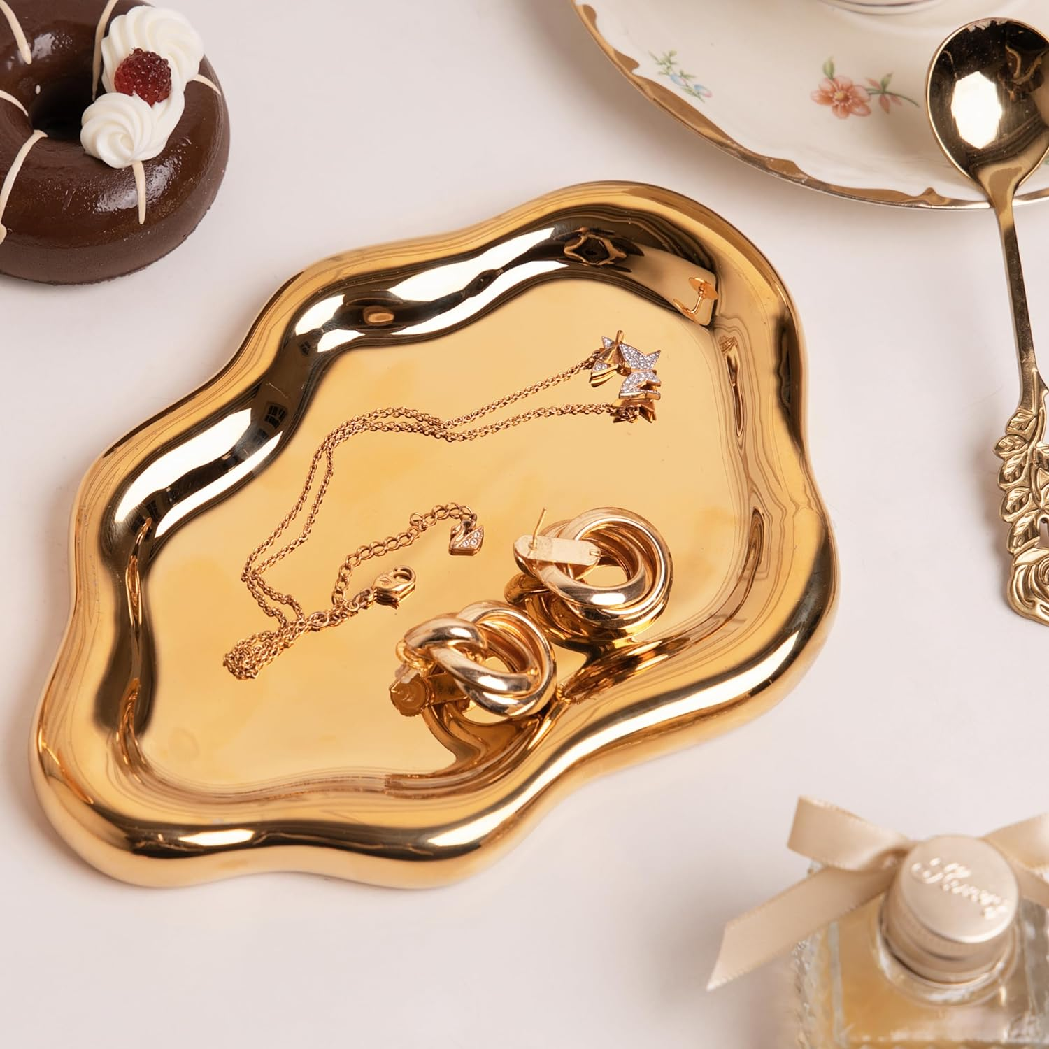 Cloud Trinket Dish, Chubby Jewelry Tray, Ceramic Jewelry Ring Trinket Dish for Rings Earrings Necklace Organizer, Mother'S Day Thanksgiving Christmas Birthday Bridesmaid Gifts (T-Green)