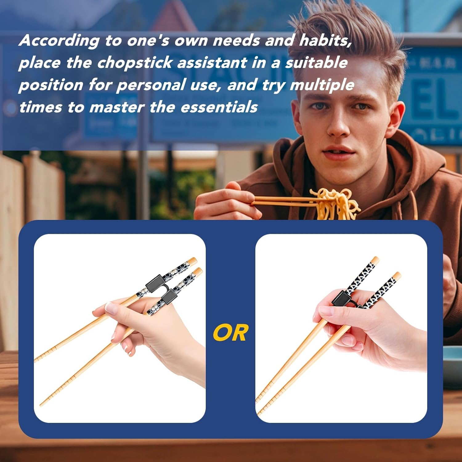 5 Pairs Reusable Training Chopsticks Beginners for Kids Adults Learners, Wooden Chopsticks Trainers Set, Dishwasher Safe, L8.86Inch image number 3