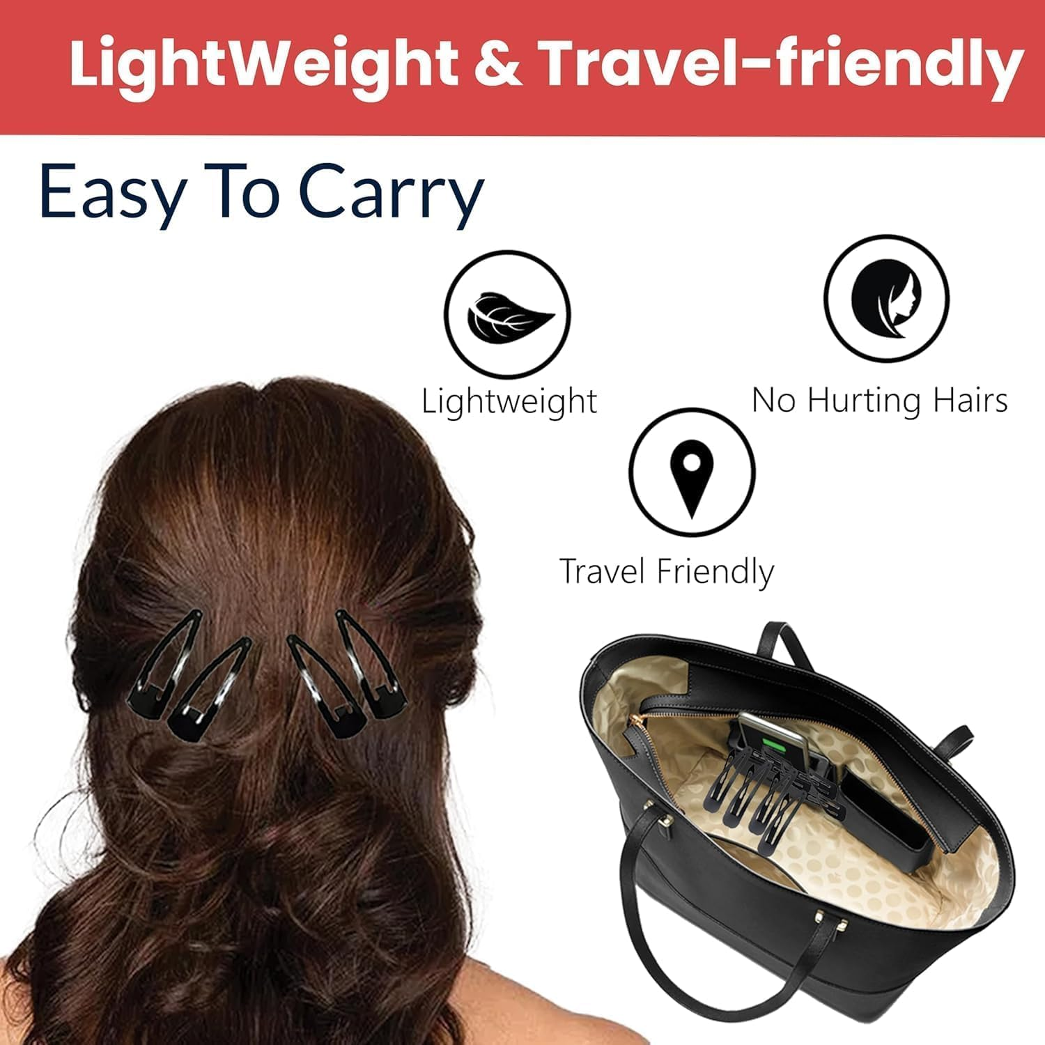 NTY Collections 100 Large Metal Tic Tac Snap Hair Clips for Women (Black) &ndash; Strong Grip Non-Slip Barrettes, Heavy-Duty Metal Hair Accessories for Thick & Thin Hair, Daily Styling Hair Clips &ndash;( 100 Pieces, 3.1 Inch ) image number 5