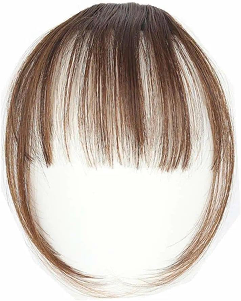 Clip-In Synthetic Fringe Bangs - Pre-Styled Flat Bangs Extension with Easy Snap Clips, Heat Safe & Dyeable for Instant Makeover (Brown) image number 2