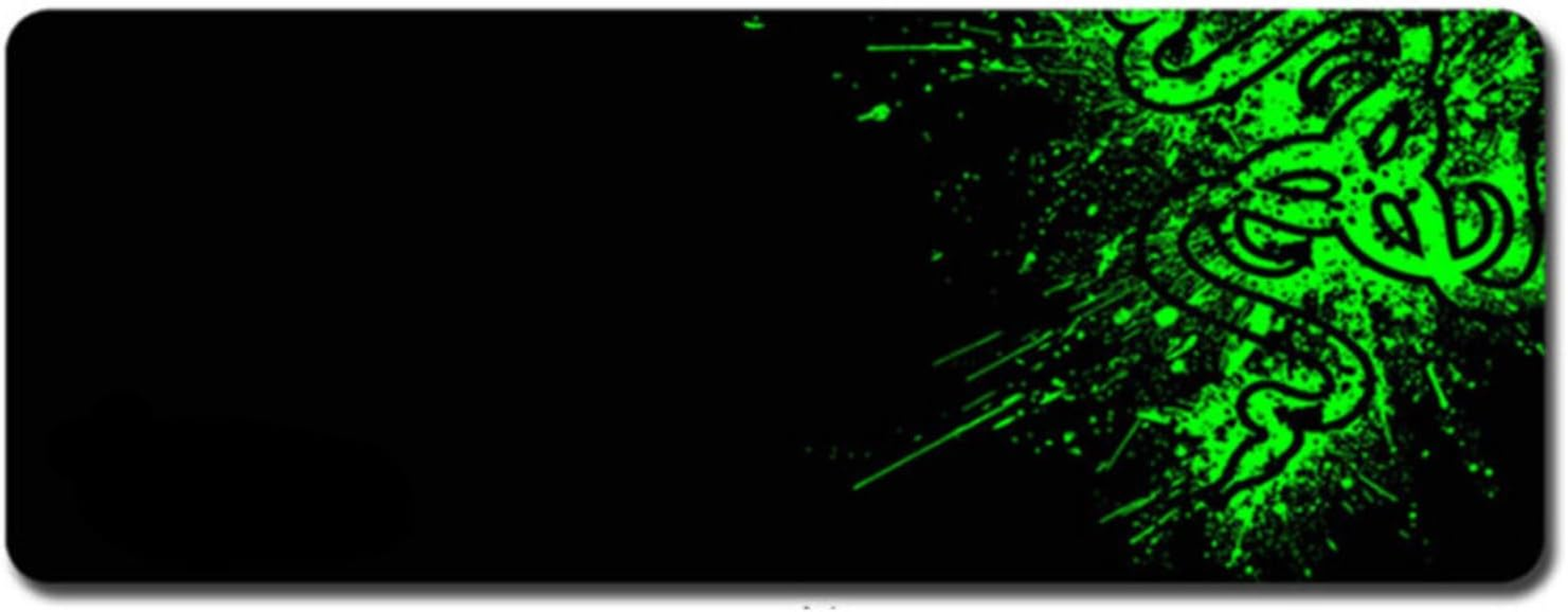Extended XL Gaming Mouse Pad 800X300X3Mm &ndash; Large Keyboard & Mouse Mat with Premium-Textured Surface, Non-Slip Rubber Base, Waterproof Desk Pad for Home, Office & Gaming Setup (Black Green-Print)