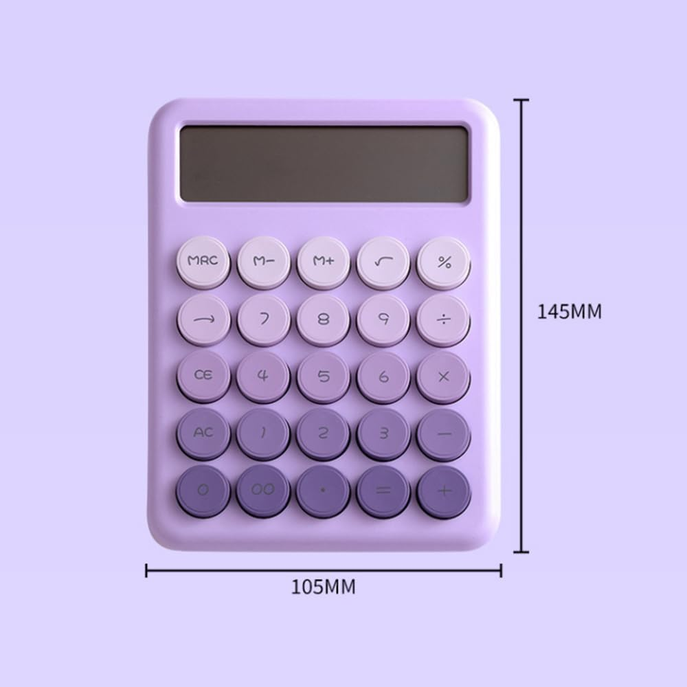 Desktop Calculator 12 Digit Large LCD Display Big round Button Cute Gradient Colored Calculator Suitable for Office School Home for Students Accountant Purple image number 4