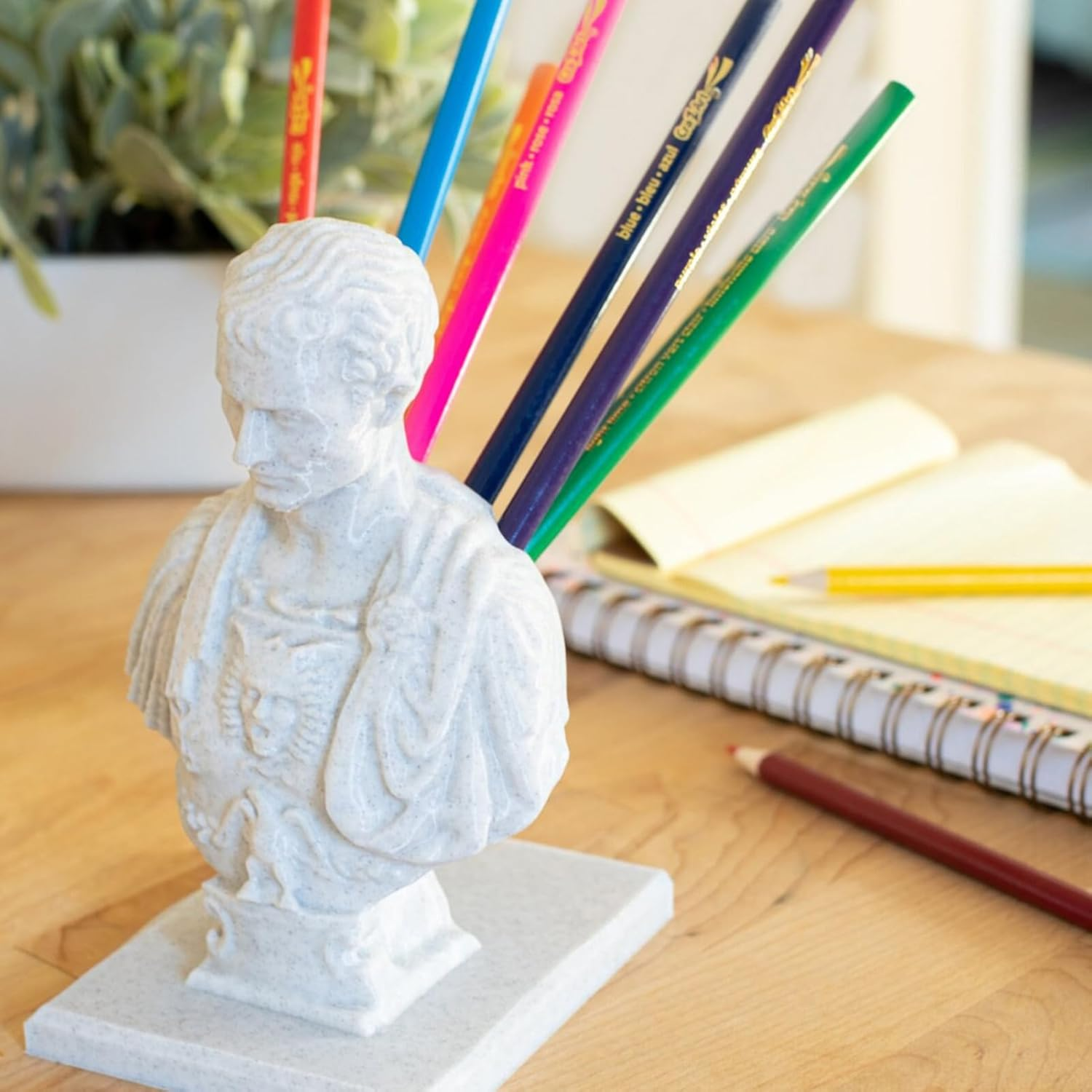 Julius Caesar Desk Holder - Resin Ides of March Desk Holders | Quirky Pencil Holder Desks Decor | Creative Resin Pencil Holders | Desks Organisers for Home, Dorm, Classroom image number 1