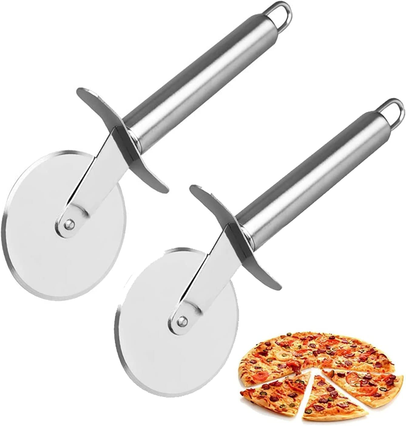 Pizza Cutter Rocker with Wooden Handles & Protective Cover by LEIAOLY, 14" Sharp Stainless Steel Pizza Slicer Wheel, Big Pizza Knife Cutters for Kitchen Tool (14Inch) image number 3