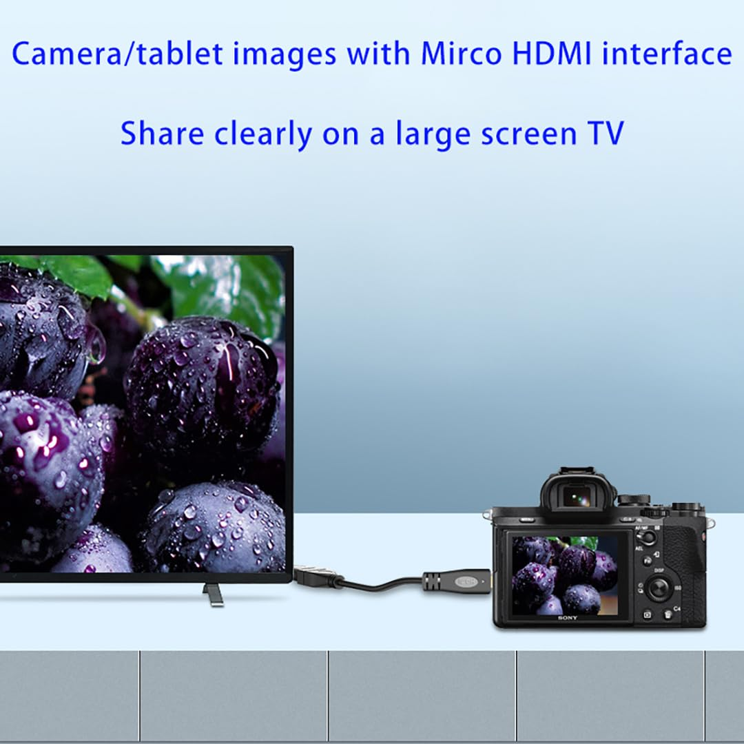 Hexchuang Micro HDMI to Mini HDMI Cable for Camera to Portable Monitor, High Speed Mini HDMI Type C Male to Micro HDMI Type D Male Cord 1080P (0.3M)