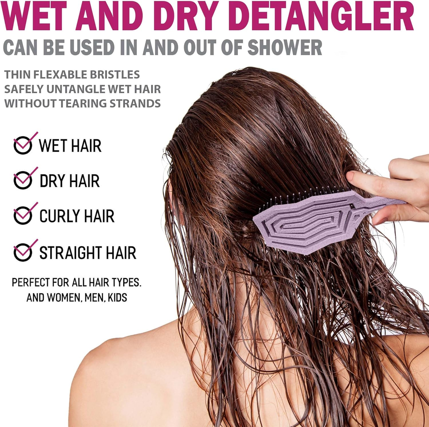 Fiora Naturals Hair Detangling Brush -100% Bio-Friendly Hair Detangler Brush W/Ultra-Soft Bristles- Glide through Tangles with Ease - for Curly, Fine, Women, Men, Kids, Toddlers, Wet and Dry Hair - Green image number 7