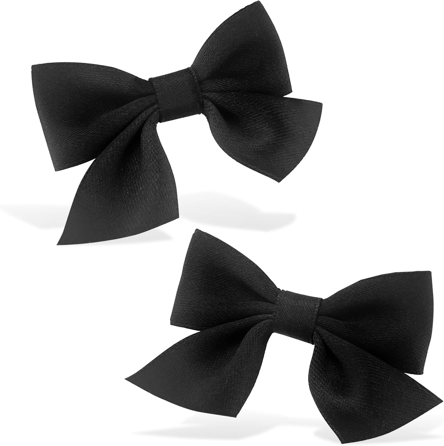 EKIND Girls' Bow Hair Clips Solid, Cute Crocodile Clip Set for Little Girls, Perfect for Daily Wear and Parties (2 Pcs, Black)