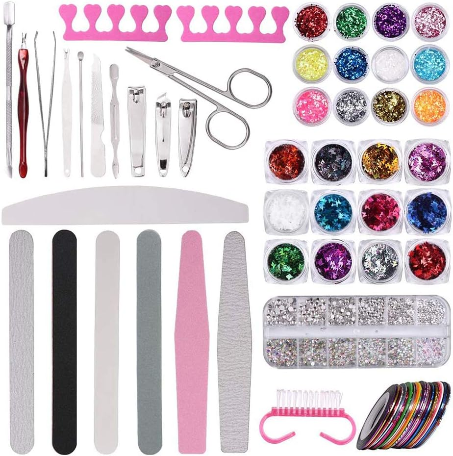 6Packs Butterfly Sequins with Nail Art Tools Nail Clippers Sets Nail Polish Tool Multi Color Sequins with Nail image number 3