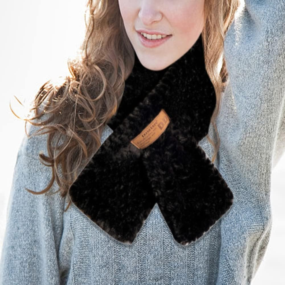 Womens Faux Fur Collar Scarf,Morechioce 90Cm&times;10Cm Winter Artificial Rabbit Fur Scarf - Grey image number 6