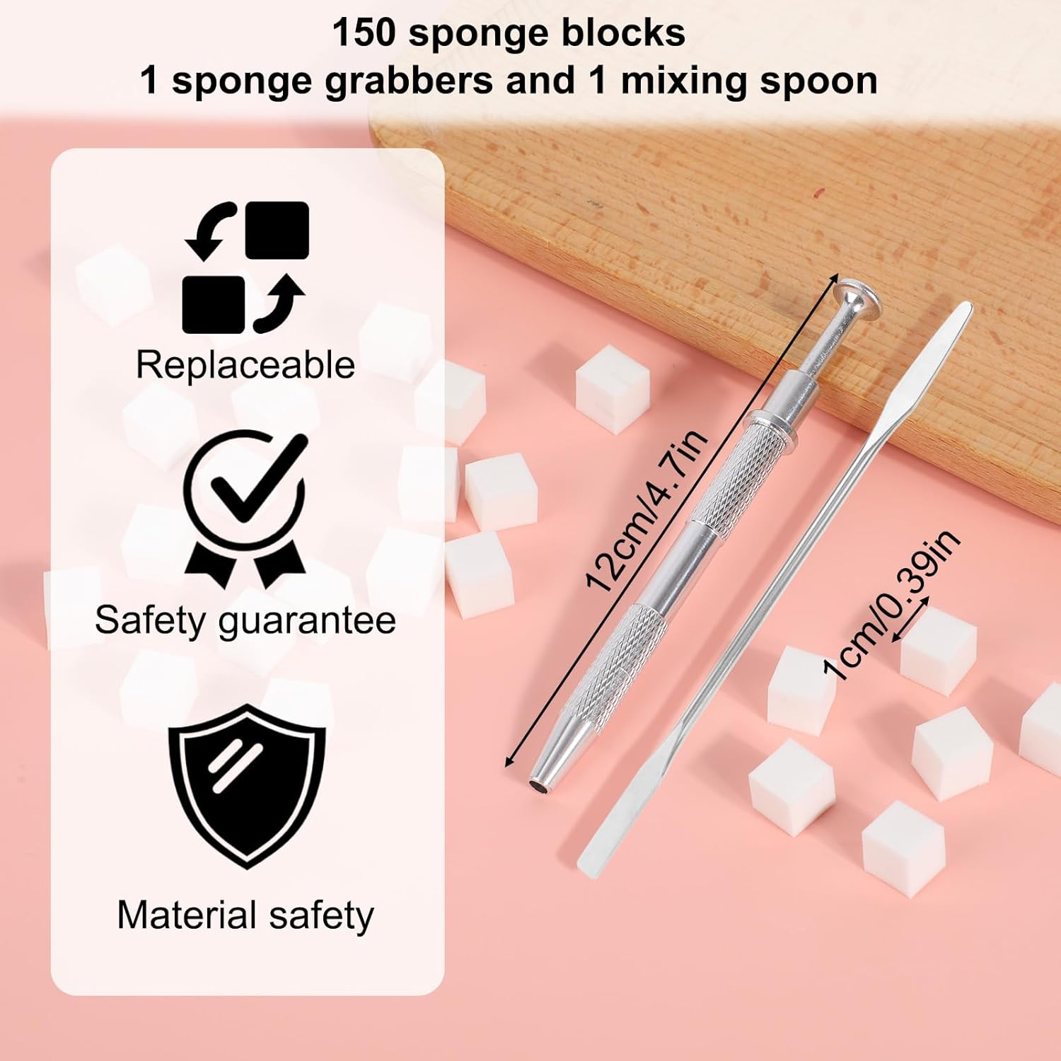 150Pcs Soft Nail Sponges for Ombre, with 1 Grabbing Pen & 1 Mixing Spoon Manicure Nail Art Tools and Accessories Supplies for Home DIY & Salon Use image number 6