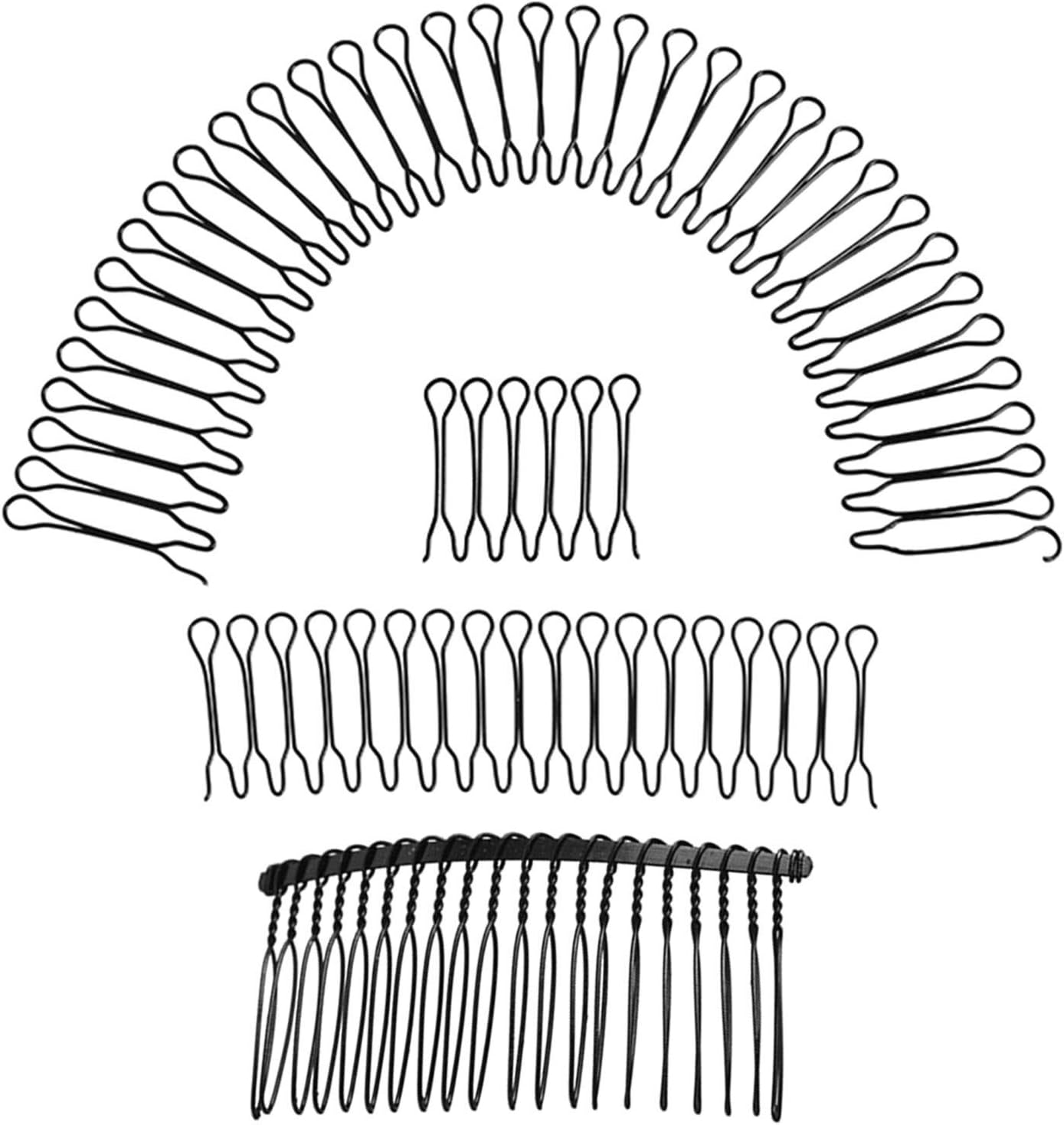 Generic U Shape Hair Finishing Fixer Comb, U Pin Stretchable Hair Side Comb - Black Metal Hair Comb for Women & Girls Accessories