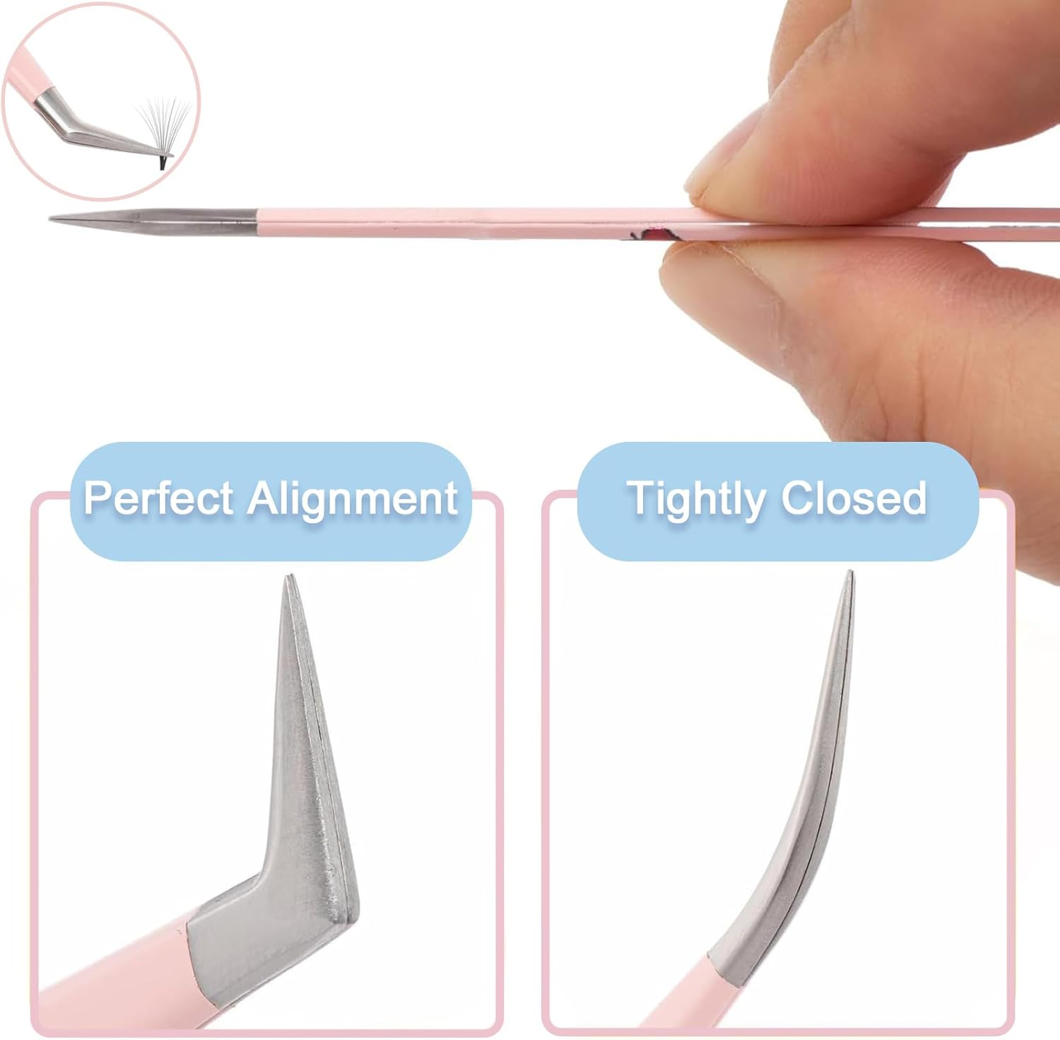 Checkzed Lash Extension Tweezers Set, 6 Pcs Eyelash Tweezer, Precision Lash Tweezers for 2D-6D Volume & Individual False Lashes Extensions, Suitable for All Types of Eyelashes, Storage Bag Packaging image number 3