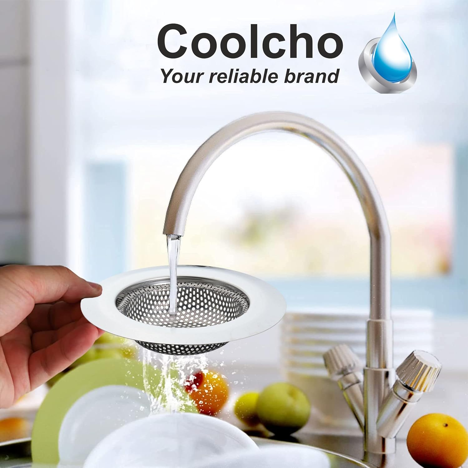 Coolcho 2PCS Sink Strainers for Kitchen Sink &ndash; Never Rust Stainless Steel - Sink Drain Strainer - 4.5" Large Kitchen Sink Drain Basket Food Catcher - Durable Drain Protector Garbage Disposal image number 1