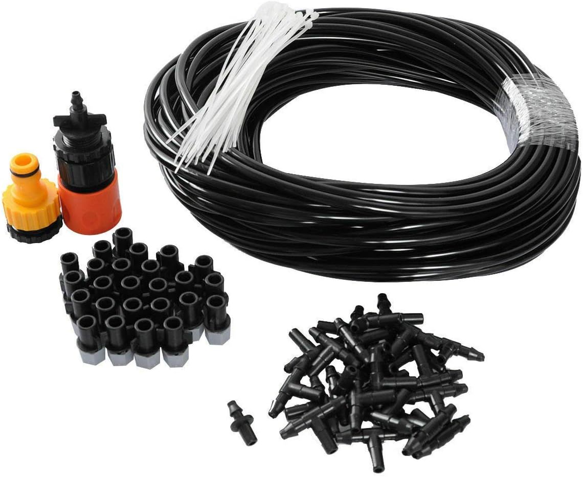 2RZ Misting Cooling System Kit, Irrigation System 82FT(25M) Misting Line DIY Outdoor +25 Plastic Mist Nozzle for Lawn Patio Garden Greenhouse image number 5