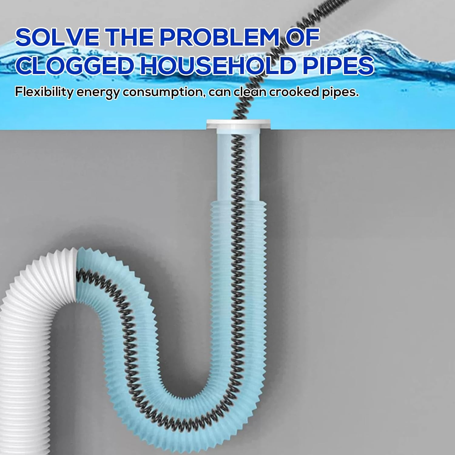 Pipe Cleaning Spiral 5 M Diameter 12 Mm, Drain Cleaner Spiral, Spiral Drain Pipe Cleaning with Electric and Manual Adapters, Drain Spiral Pipe Cleaning Shaft, Pipe Cleaner Pipe Cleaning Device image number 6