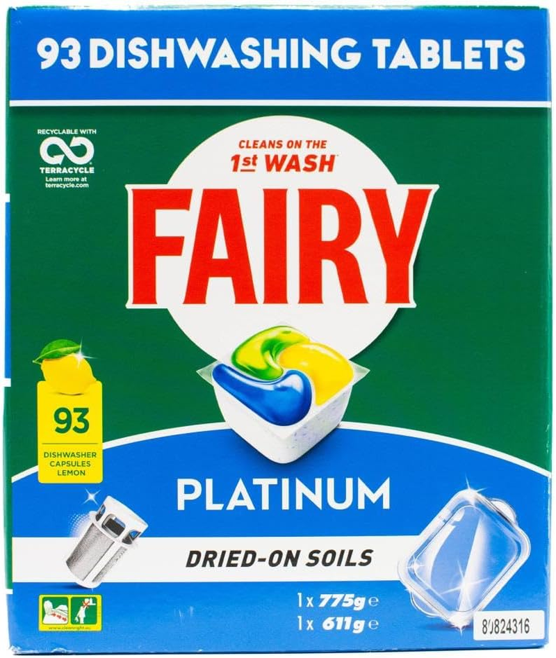 FAIRY DISHWASHING TABLETS PLATINUM LEMON COMBO 52 PACK + 41 PACK - TOTAL 93 TABLETS