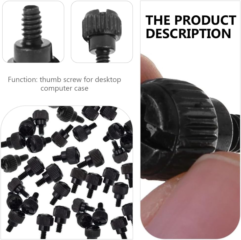 Jojofuny 100Pcs Computer Case Screws - 6-32 Thread M3.5 PC Case Screws for Desktop Computer, Black image number 4