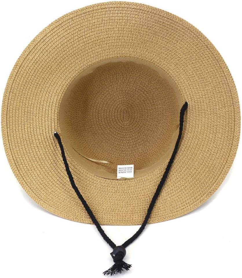Wide Brim Hats for Women - Braided Packable Summer Hats for Women - UPF 50+ Maximum Sun Protection for Gardening, Beach, Hiking, Travel - with Wind Lanyard Pull Closure Khaki image number 4