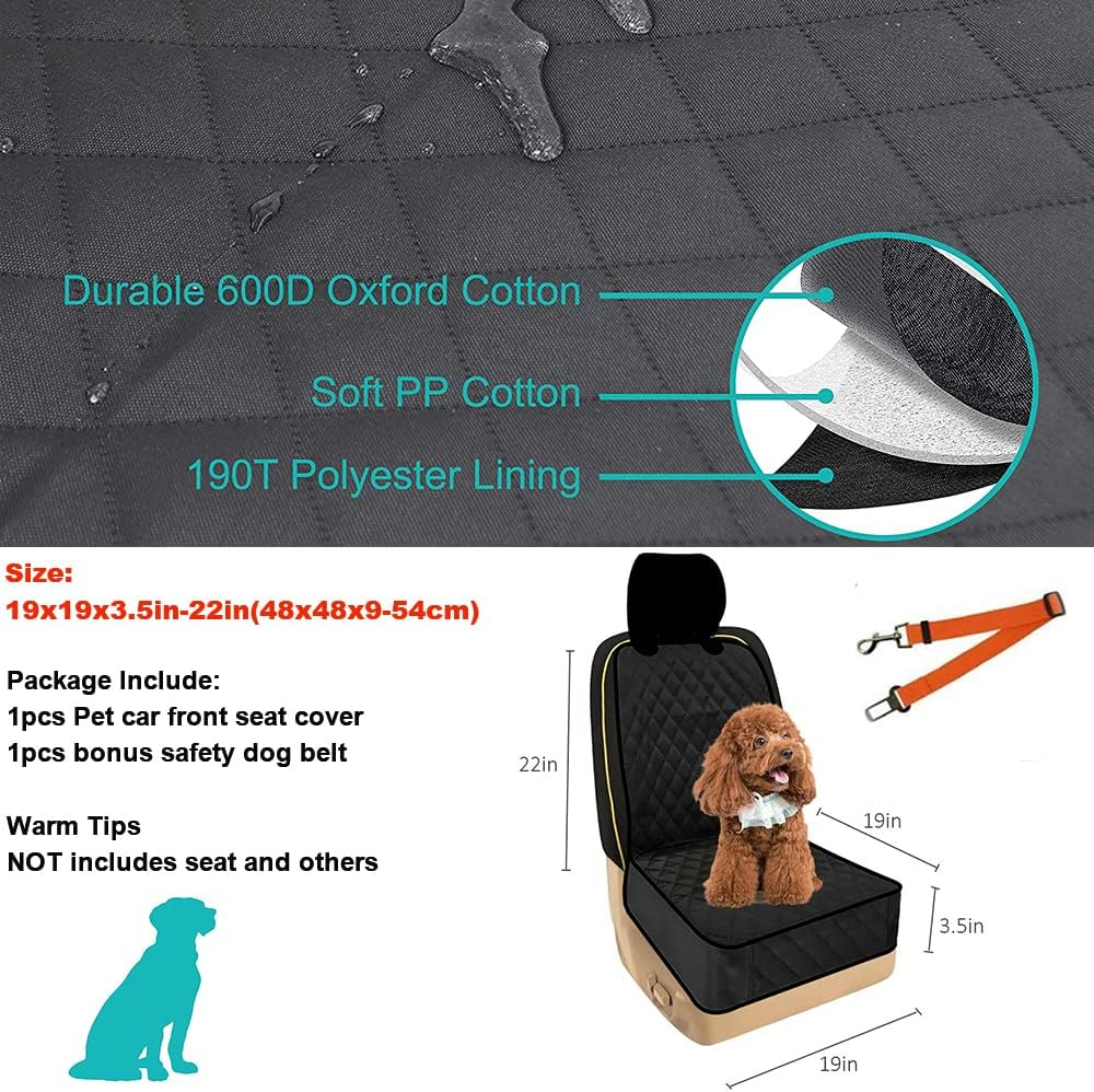 Front Pet Seat Cover Skyour Protector for Dogs Cats Car Nonslip Scratchproof Waterproof Washable Pets Front Seats Covers for Cars Trucks Suvs Vans (Black) image number 5