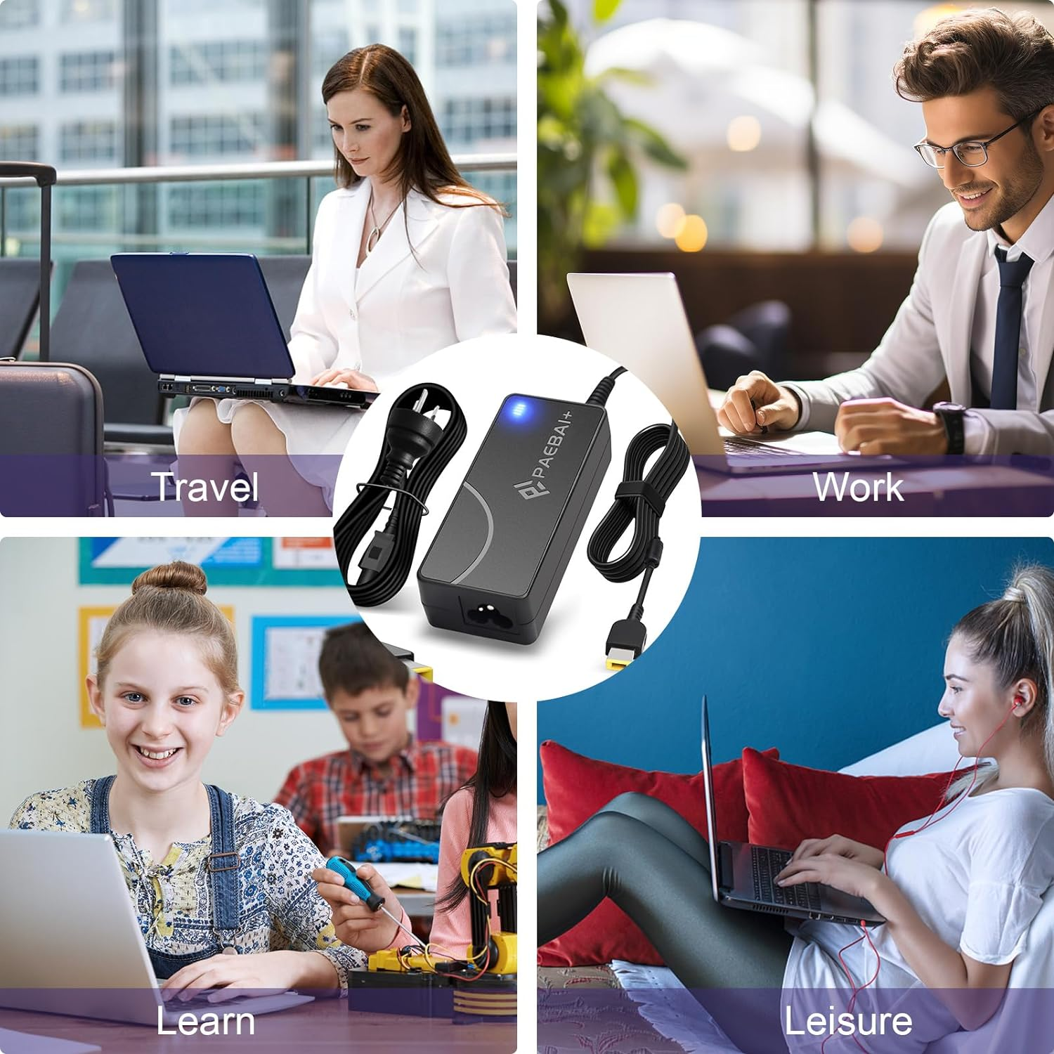 65W 45W Laptop Charger for Lenovo Thinkpad T460 T470 T470S T440 T450S E531, Yoga 2 13 11S/Pro, X1 Carbon 2015/2016 Flex 20V 3.25A Square Tip Power Supply Adapter