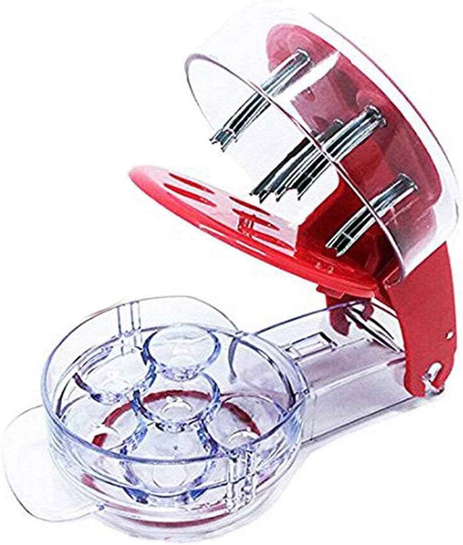 Condello Casa Kitchen Aid Cherry Pitter Stainless Steel Plastic Deluxe Multi Fruit Pit Corer Core Cutter Remover Prep Helper Machine Mason Jar Tool Gadget Red for 6 Cherries Plums Olives Berries image number 4