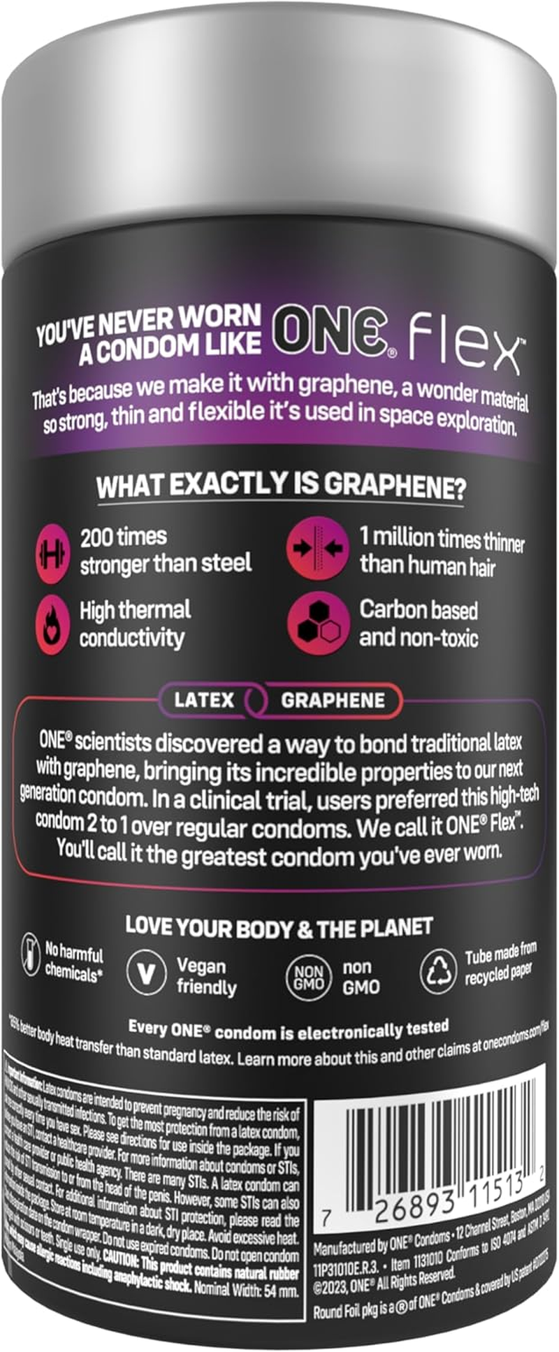 ONE Condoms Flex&trade; | Latex Condoms Made with Graphene, the World'S Thinnest Material | 10 Pack image number 6