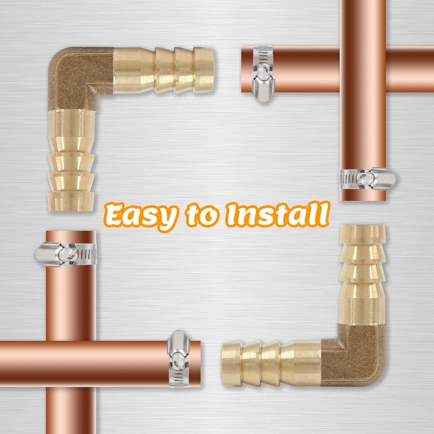 2Pcs 3/8 Inch Brass Hose Barb Elbow 90 Degree L Right Angle Elbow 10Mm Hose ID Barb Reducer Union Water/Fuel/Air image number 6