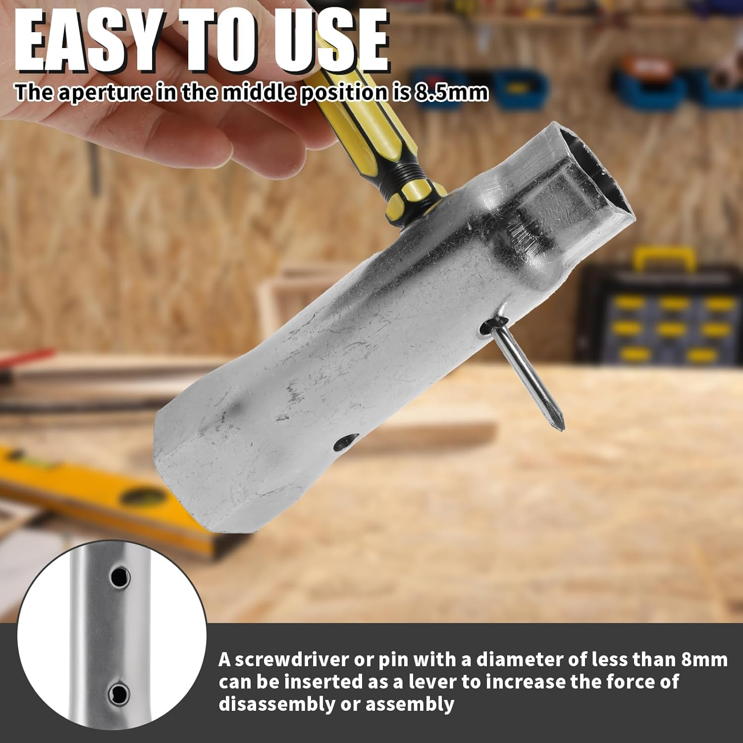 Galvanized Carbon Steel RV Water Heater Element Wrench, Water Heater Hex Socket, Compact Anode Rod Hex Wrench, Hex Socket for RV Camper Travel Trailer Motorhome, 1-1/16 in X 1-1/2 in X 6 in (1) image number 6