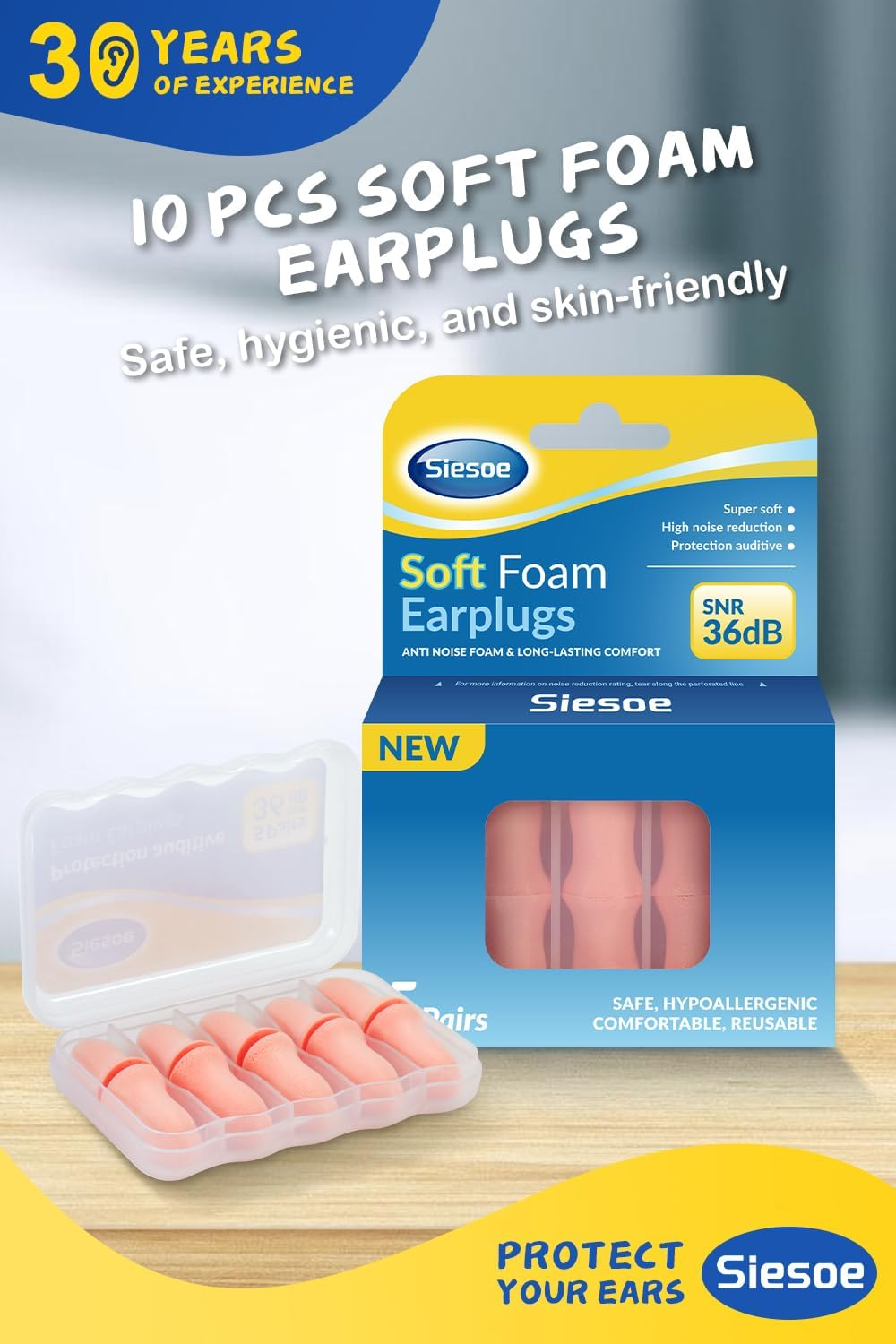 2025 Ultra Soft Foam Ear Plugs for Sleeping, Streamline Arc Design, 36Db Highest NRR, Comfortable Ear Plugs for Snoring, Travel, Concerts, Studying, Loud Noise, Work