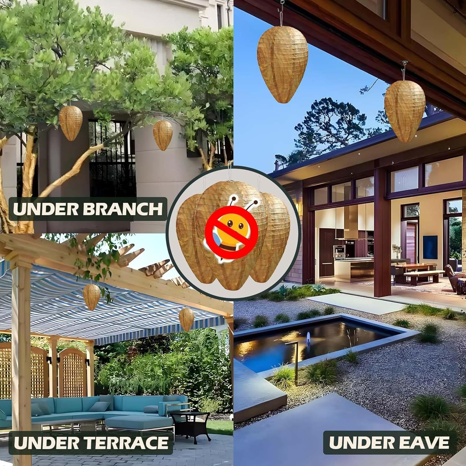 2 Pcs Wasp Nest Decoy,Outdoor Decoration Simulation Wasp Nest Decoration Pendant,Hanging Fake Wasp Nest Hornet Repellent Trap,Deterrence Wasps Stay Away from Wasps Decor for Home and Garden image number 2