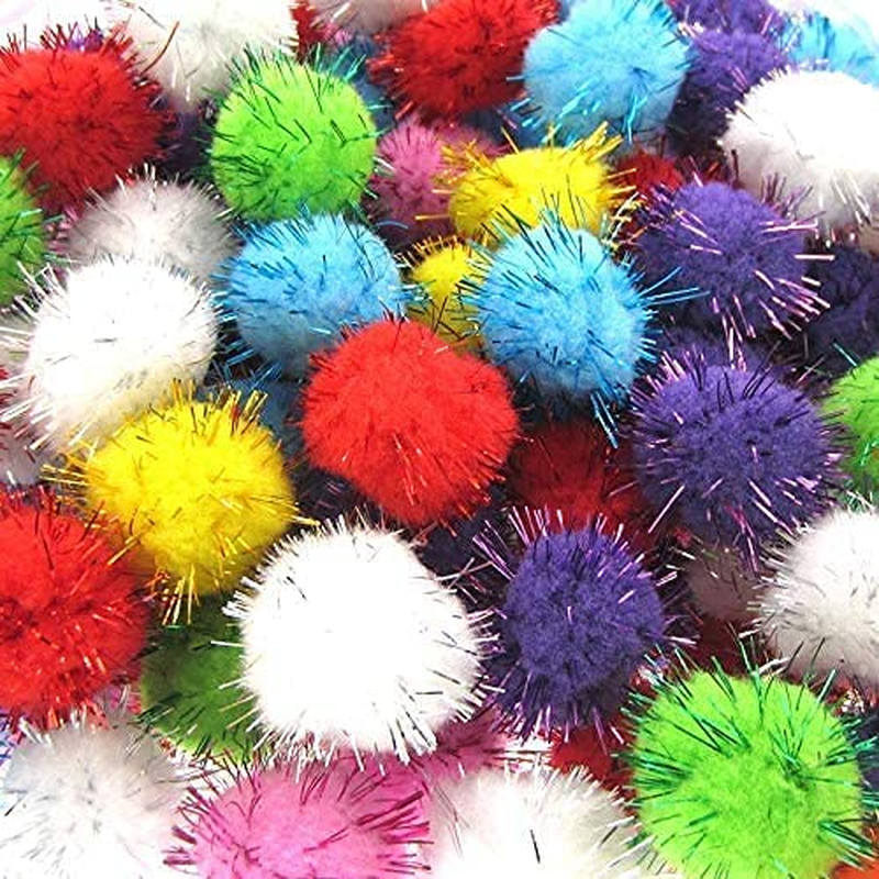 DIY Pom Poms Ball Christmas Decoration Glitter Pompom Colorful Soft Fluffy Plush Craft Sewing Accessories (25Mm Diameter (1")) image number 2
