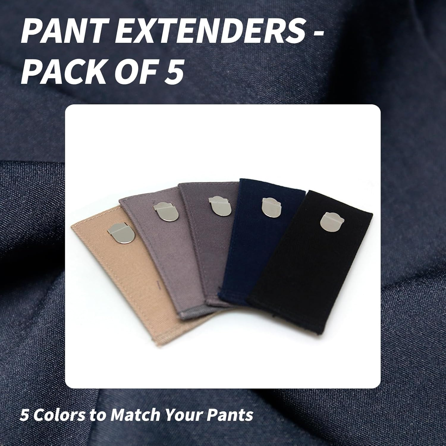 5 Pieces Pants Waist Extenders with Metal Hook, Maternity Women and Men Jeans Extender, Waistband Extension for Pants and Skirts image number 2