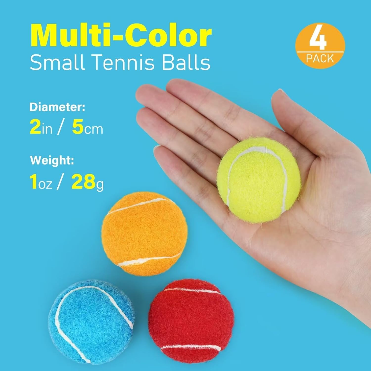Prime Pets 2" Squeaky, High Bounce Dog Toy Balls, 4 Pack Multi-Color, Extra Small Dogs