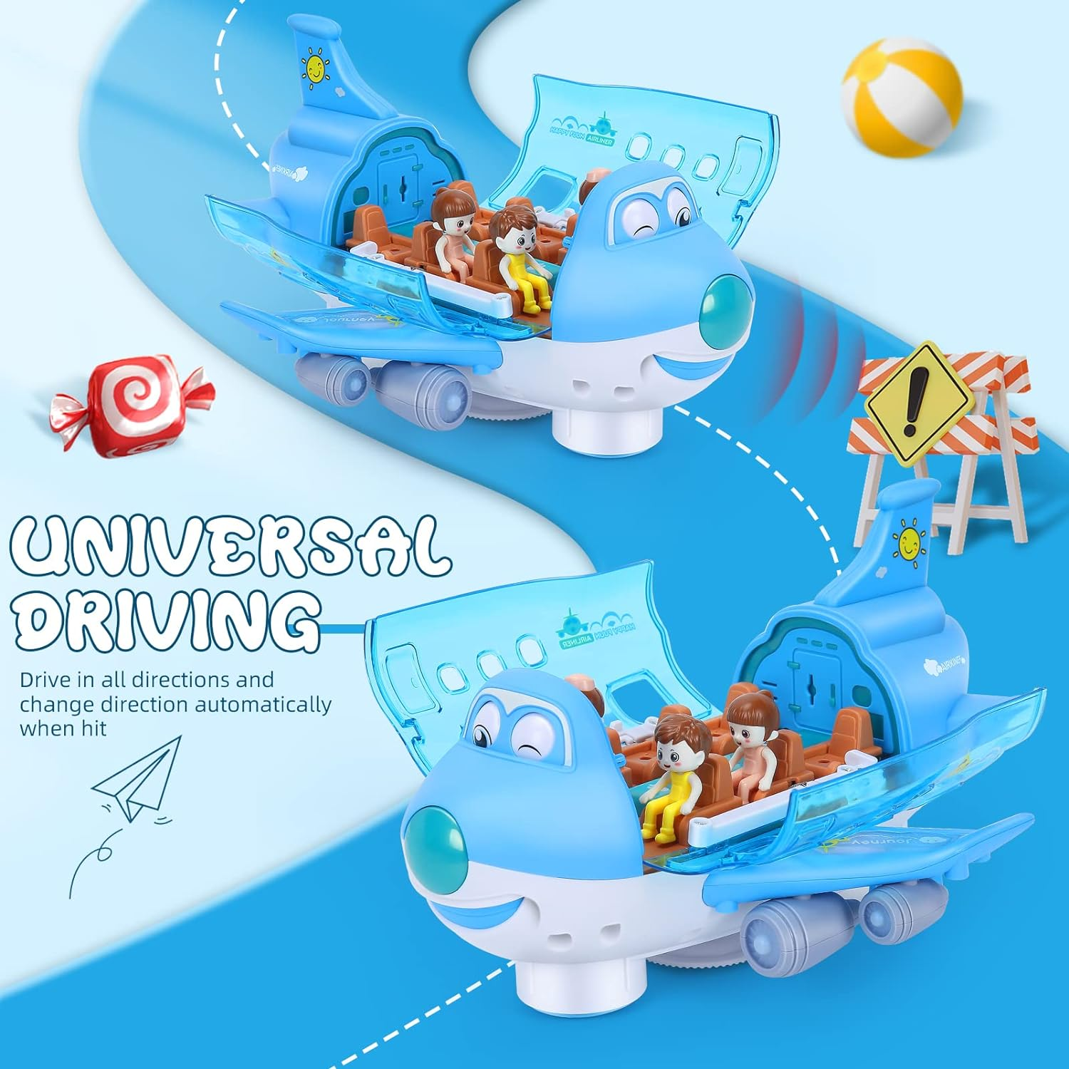 Aeroplane Toys Electric Toy Plane Gifts for Boys Girls Children Stunt Electric Aircraft Toy with Light Effects Passenger Airplane Simulation Model 360&deg; Rotating image number 6