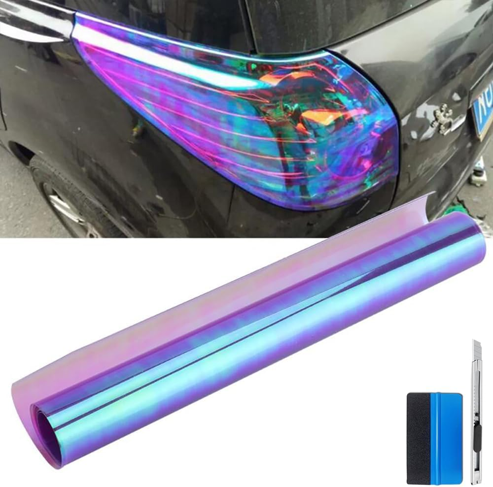 LZLRUN 12 by 48 Inches Self Adhesive Auto Car Tint Chrome Chameleon Headlight Taillight Fog Light Vinyl Smoke Film Sheet Sticker Cover (Chameleon Yellow) image number 1