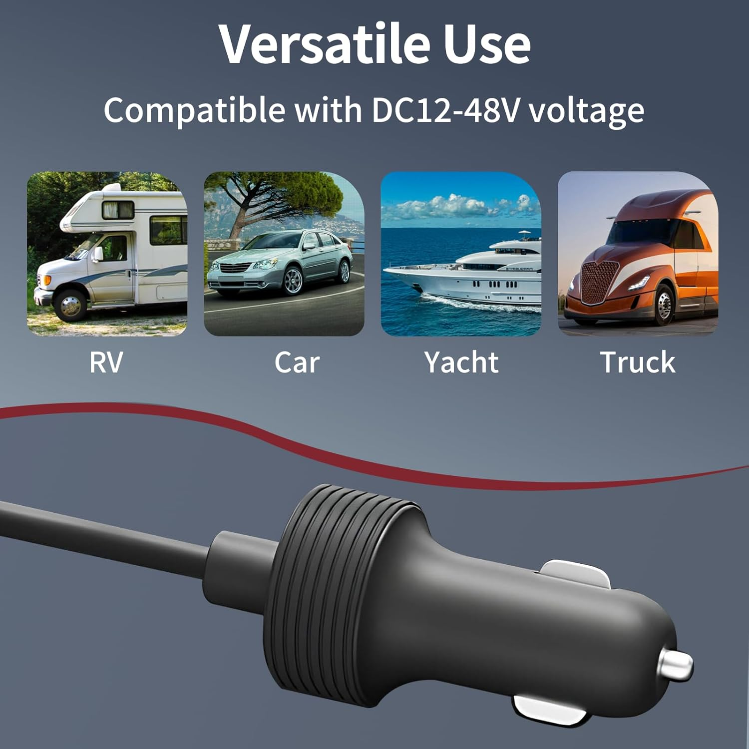 For Starlink Mini Car Charger Cable 3M/10FT, Direct 12V-48V DC Power Cord for Starlink Mini DC Male to Cigarette Lighter Socket, Waterproof Vehicle Power Adapter for Boats/Camping​/Trucks image number 3