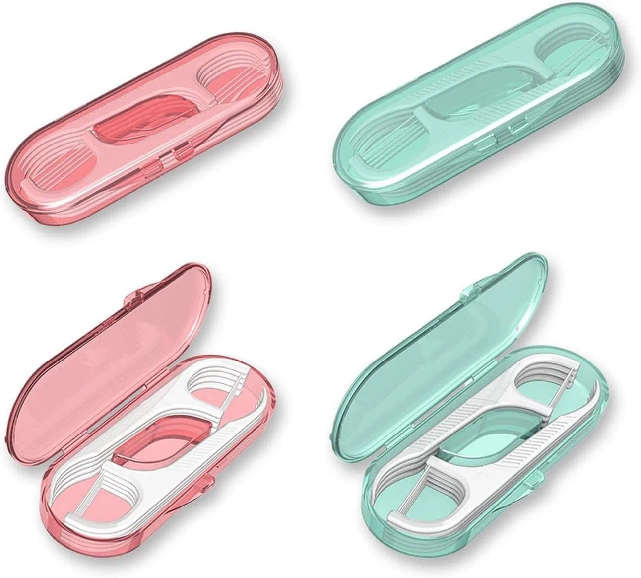 Dual-Function Dental Floss Picks, 40Pcs Food-Grade Polymer Teeth Cleaners, Braces Friendly with 4 Travel Cases for Family Use - Fengea image number 5