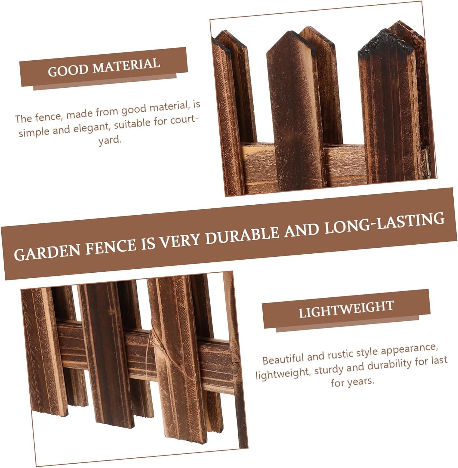 Fence Outdoor Garden Fencing Carbonized Material for Border Fence and Lawn Edging Decoration image number 6