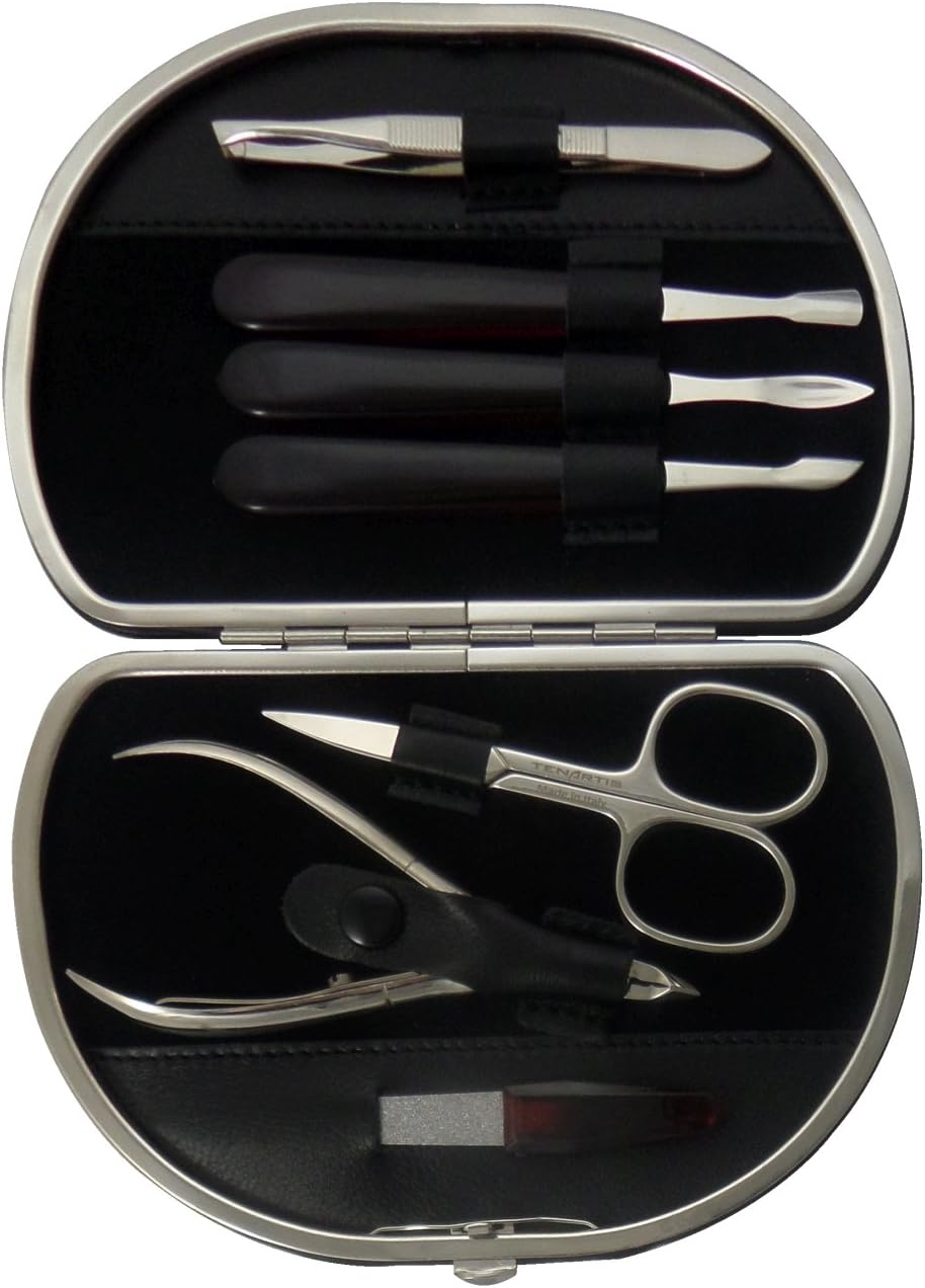 Tenartis 339 7-Piece Manicure Case Made of Genuine Leather Black Nappa