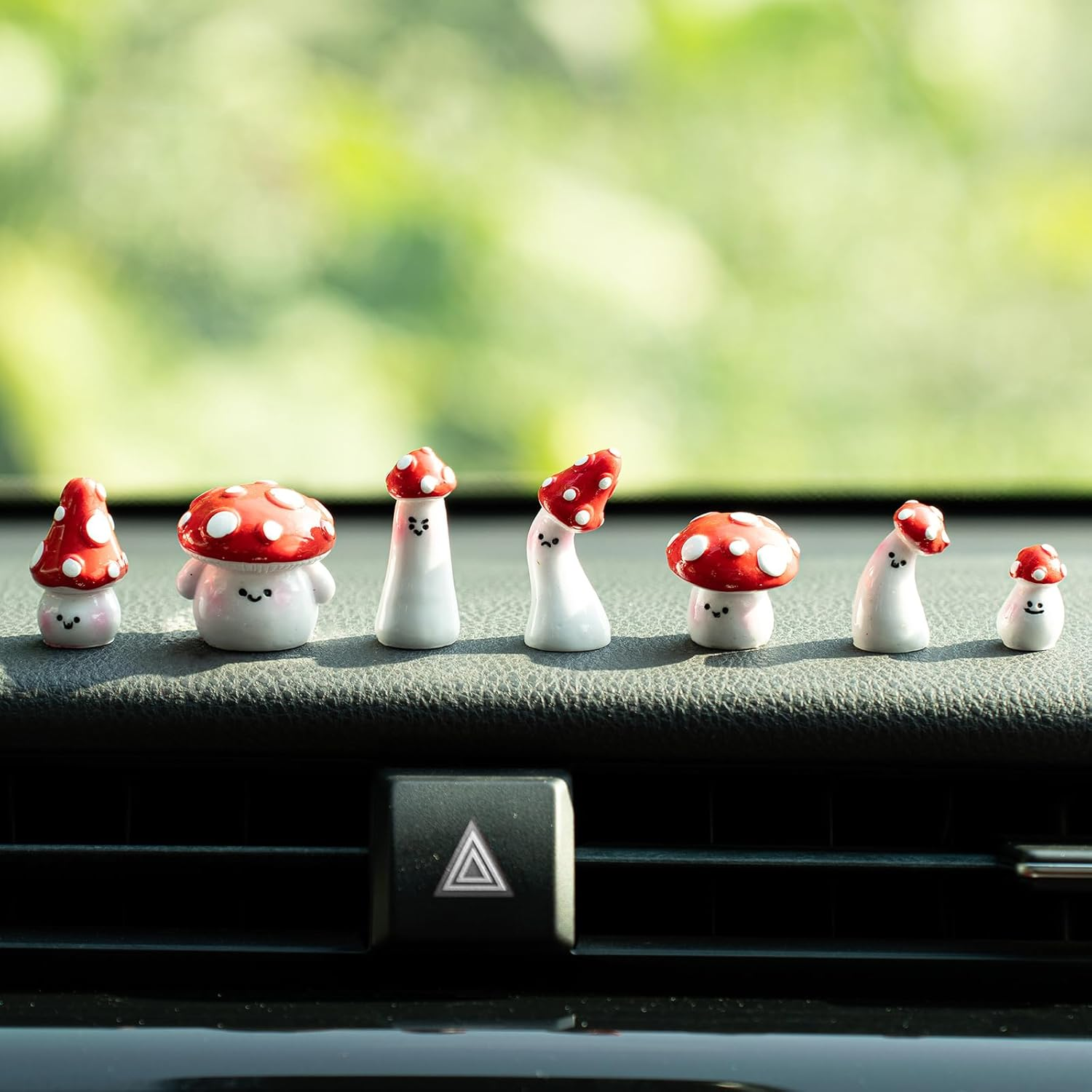 12PCS Mushroom Car Dashboard Decorations, Cute Mushroom Decor for Women Rear View Mirror Ornament Cute Car Decor Interior Dashboard Accessories for Home Office